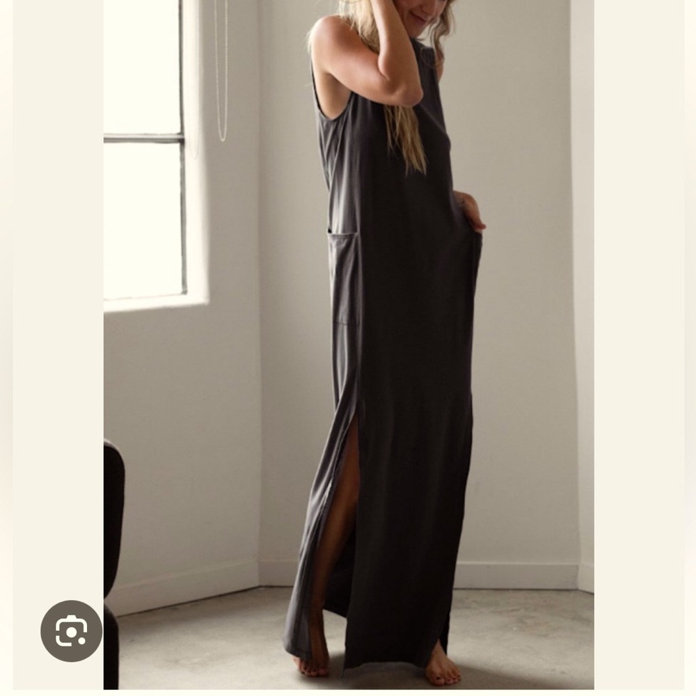 Lunya Grey Cool Paneled Sleeveless Dress